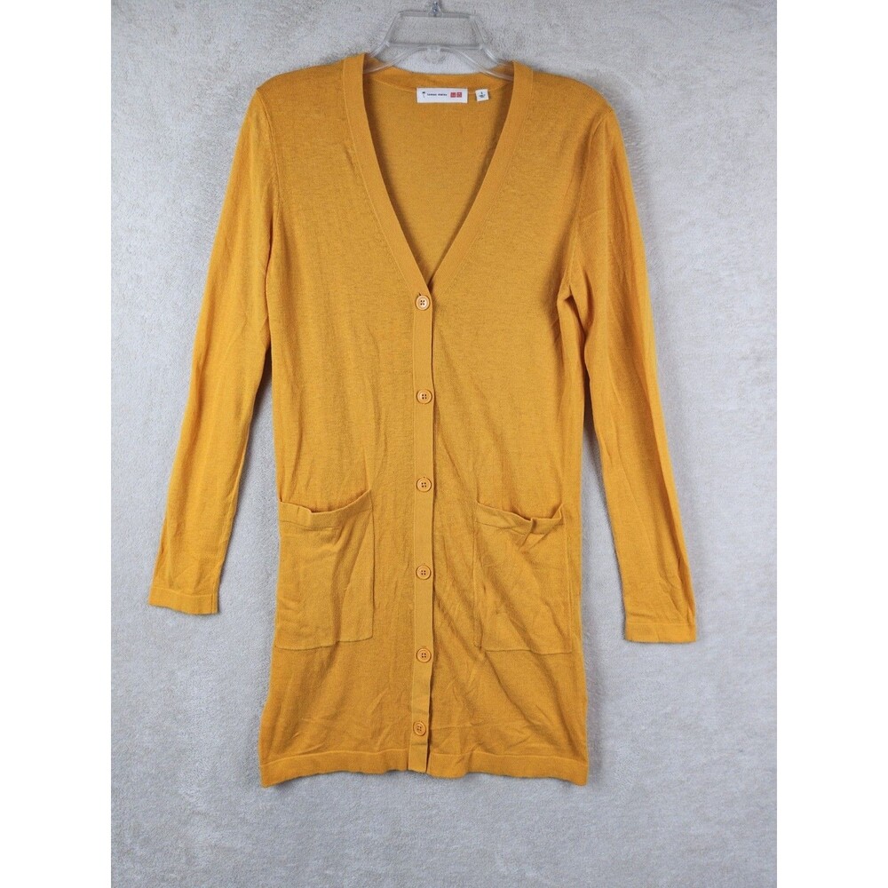 Tomas Maier X Uniqlo Women's Long Cotton Cardigan Sweater Orange Size S